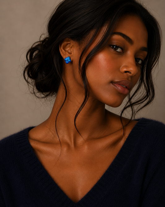 Ocean Cube Stud Earrings