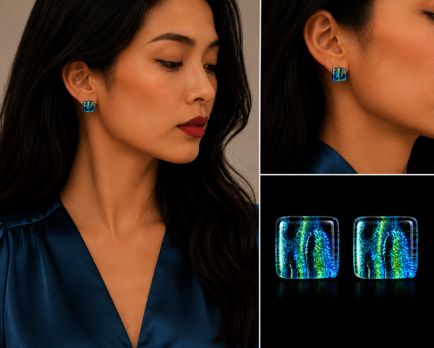 Northern Lights Cube Stud Earrings