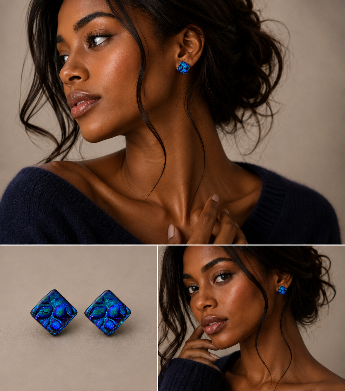 Ocean Cube Stud Earrings