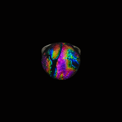 Multicolored ring with a black background